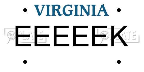 EEEEEK Virginia License Plate