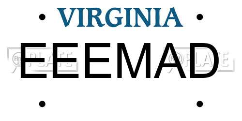 EEEMAD Virginia License Plate