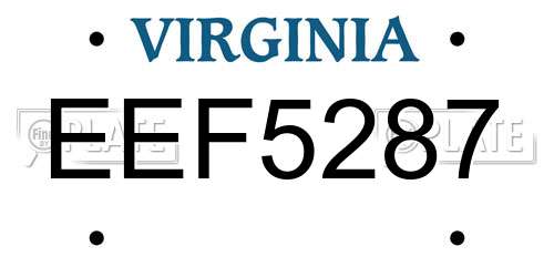 EEF5287 Virginia License Plate