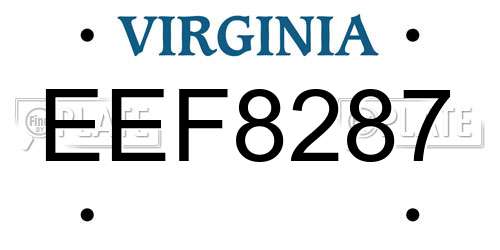 EEF8287 Virginia License Plate