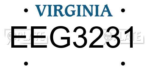 EEG3231 Virginia License Plate