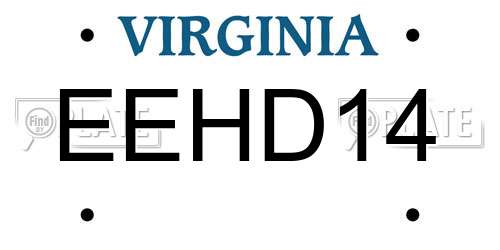 EEHD14 Virginia License Plate