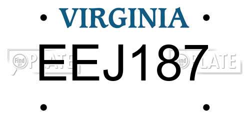 EEJ187 Virginia License Plate