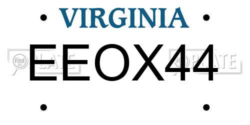 EEOX44 Virginia License Plate