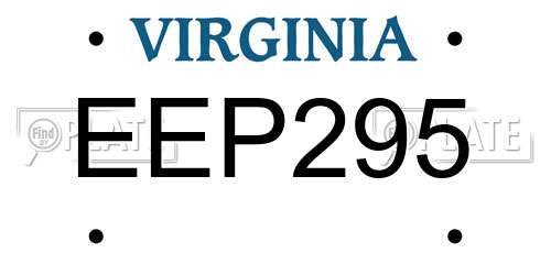 EEP295 Virginia License Plate