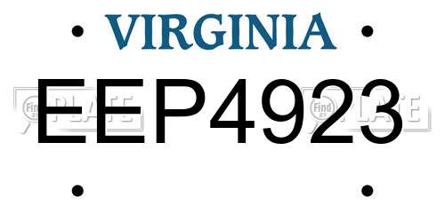 EEP4923 Virginia License Plate