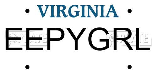 EEPYGRL Virginia License Plate