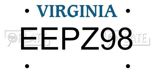 EEPZ98 Virginia License Plate