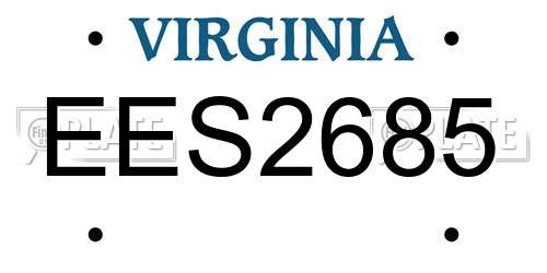 EES2685 Virginia License Plate