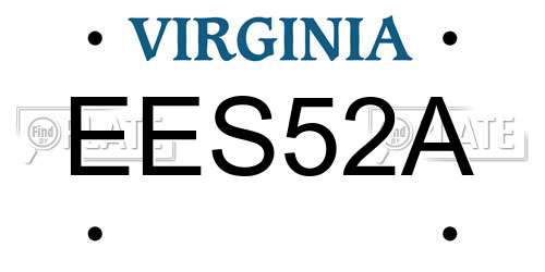 EES52A Virginia License Plate