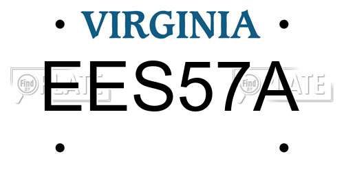 EES57A Virginia License Plate
