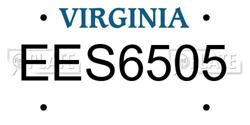 EES6505 Virginia License Plate
