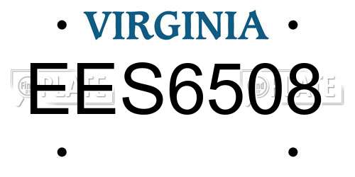 EES6508 Virginia License Plate