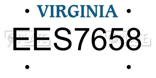 EES7658 Virginia License Plate