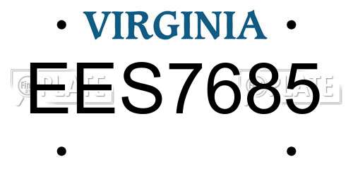 EES7685 Virginia License Plate