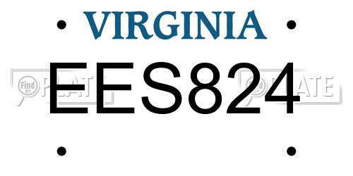 EES824 Virginia License Plate