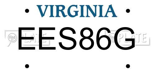 EES86G Virginia License Plate