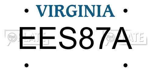 EES87A Virginia License Plate