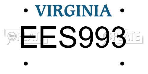 EES993 Virginia License Plate