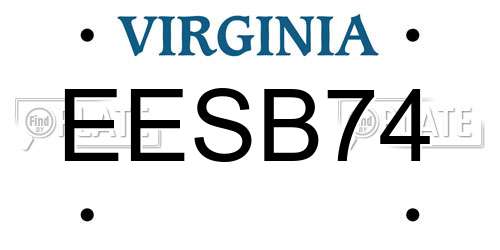 EESB74 Virginia License Plate