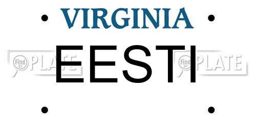 EESTI Virginia License Plate