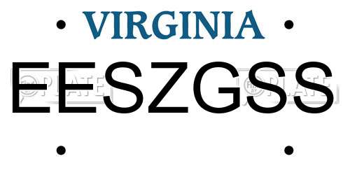 EESZGSS Virginia License Plate