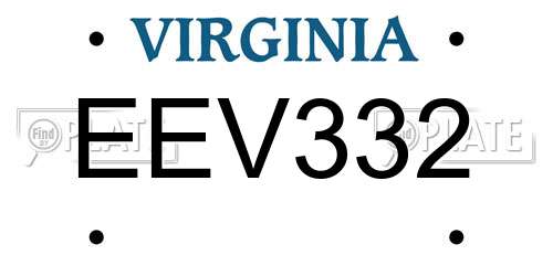 EEV332 Virginia License Plate