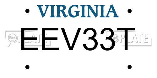 EEV33T Virginia License Plate