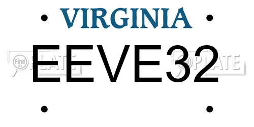 EEVE32 Virginia License Plate