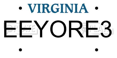 EEYORE3 Virginia License Plate