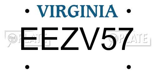 EEZV57 Virginia License Plate