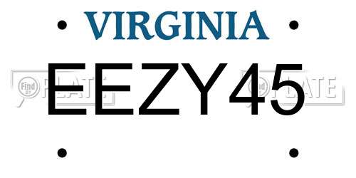 EEZY45 Virginia License Plate