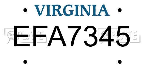 EFA7345 Virginia License Plate