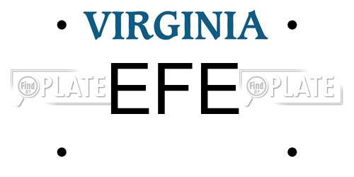 EFE Virginia License Plate