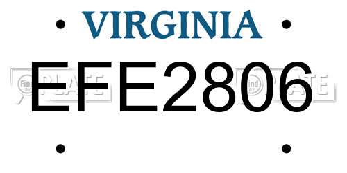 EFE2806 Virginia License Plate