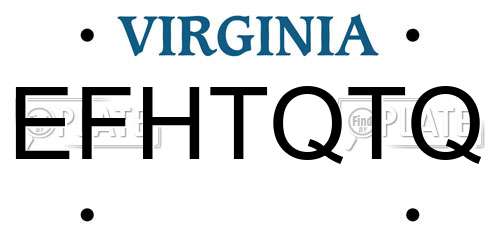 EFHTQTQ Virginia License Plate
