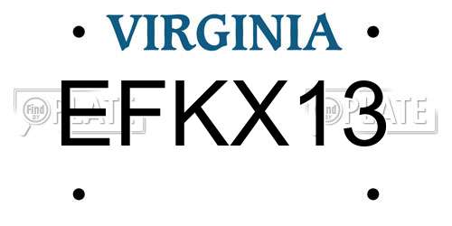EFKX13 Virginia License Plate