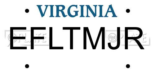 EFLTMJR Virginia License Plate