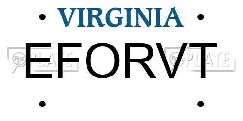 EFORVT Virginia License Plate