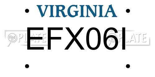 EFX06I Virginia License Plate