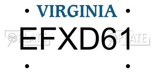 EFXD61 Virginia License Plate