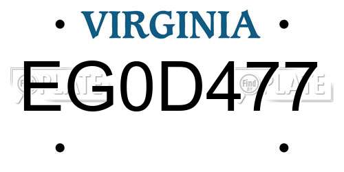 EG0D477 Virginia License Plate