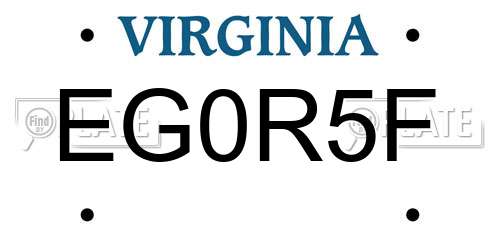 EG0R5F Virginia License Plate