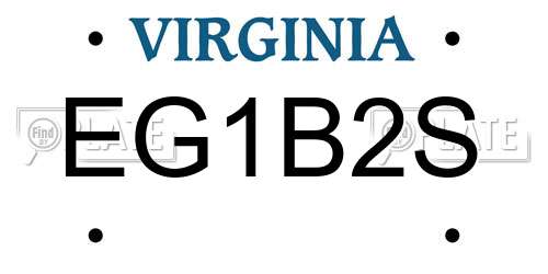 EG1B2S Virginia License Plate