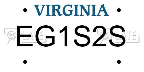 EG1S2S Virginia License Plate