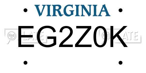 EG2Z0K Virginia License Plate