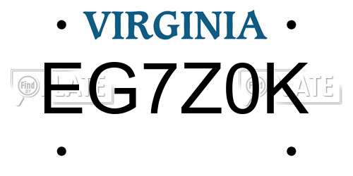 EG7Z0K Virginia License Plate