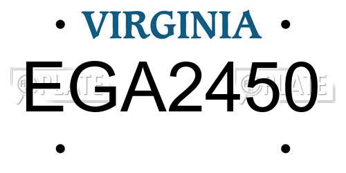 EGA2450 Virginia License Plate