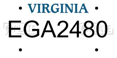 EGA2480 Virginia License Plate