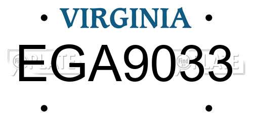EGA9033 Virginia License Plate